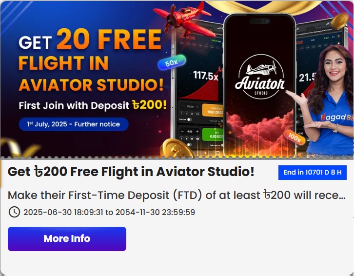 Get ৳200 Free Flight in Aviator Studio